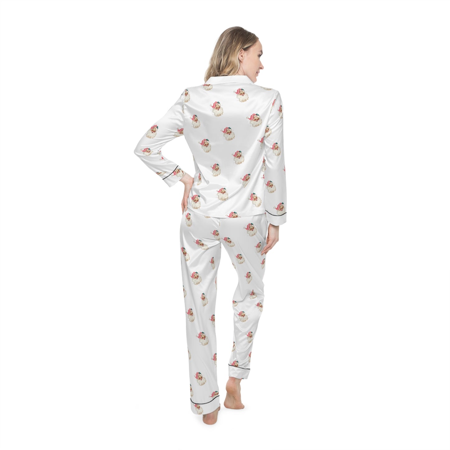 Women's Satin Santa Pajama Set