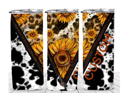 Cow Print Sunflower Tumbler