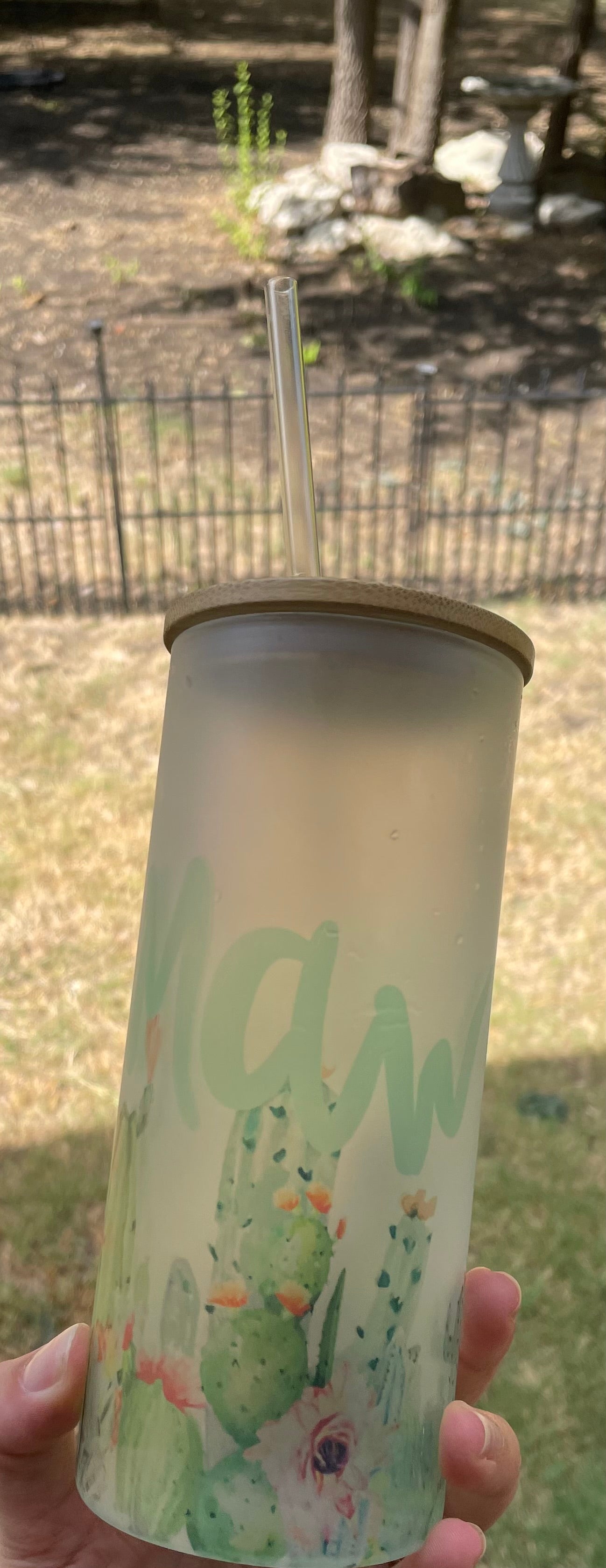 Frosted Glass Cactus Tumbler