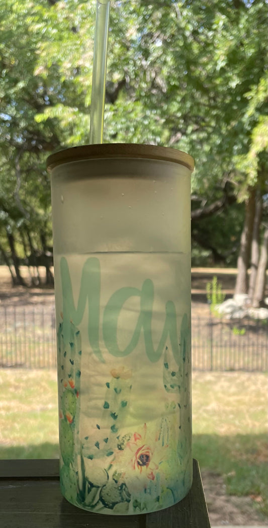 Frosted Glass Cactus Tumbler