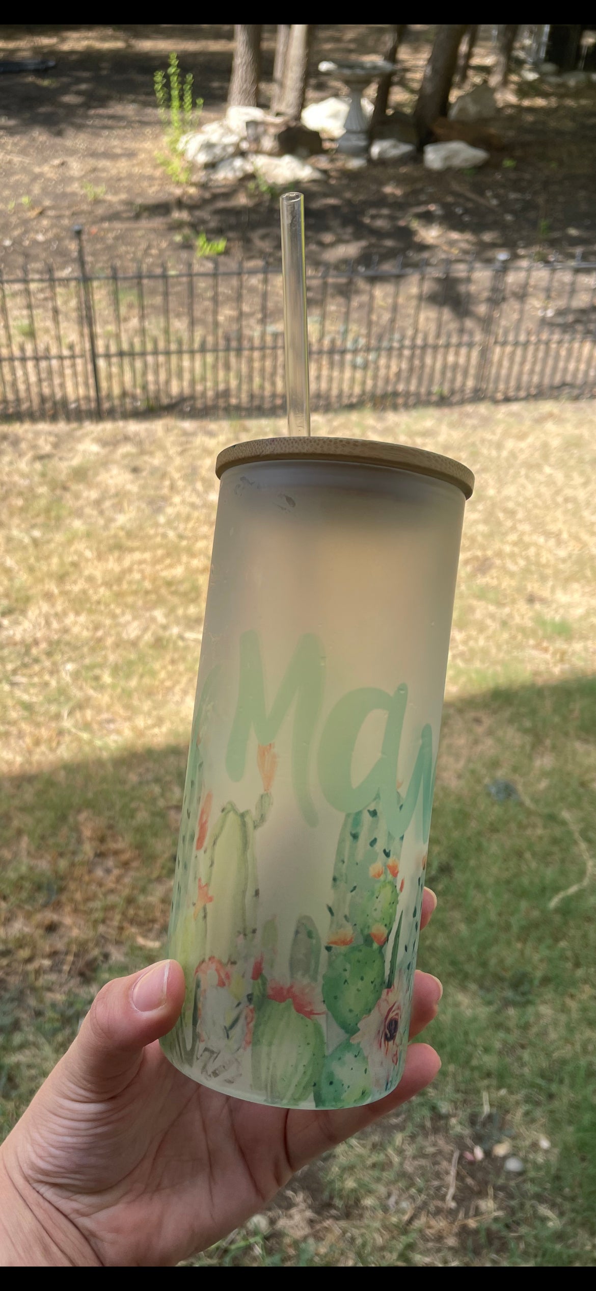 Frosted Glass Cactus Tumbler